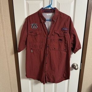 columbia auburn stripe mens button up sz M